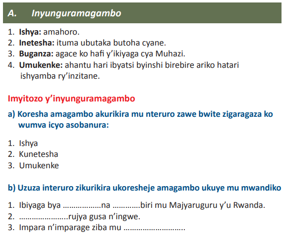 Course: Kinyarwanda, Topic: UMUTWE WA KANE: IMIKINO N’ IMYIDAGADURO